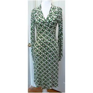 Campaigne Jersey Wrap Dress / S / EUC / Geometric Print / Vintage Y2K 90s